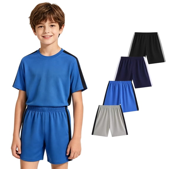 CHOYURME CHONYURM Boys Athletic Shorts - 4 Pack Performance Mesh Quick Dry Basketball Gym Shorts,Size 6-16