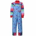 thumbnail image 1 of CHOYURME CHONYURM Kids Evil Doll Costume Red Blue Striped Jumpsuit Halloween Spooky Cosplay Suit, 1 of 7