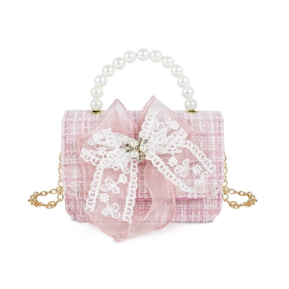 CHOYURME CHONYURM Little Girls Crossbody Purse with Pearl Bowknot Mini Cute Princess Handbags Shoulder Chain Bag