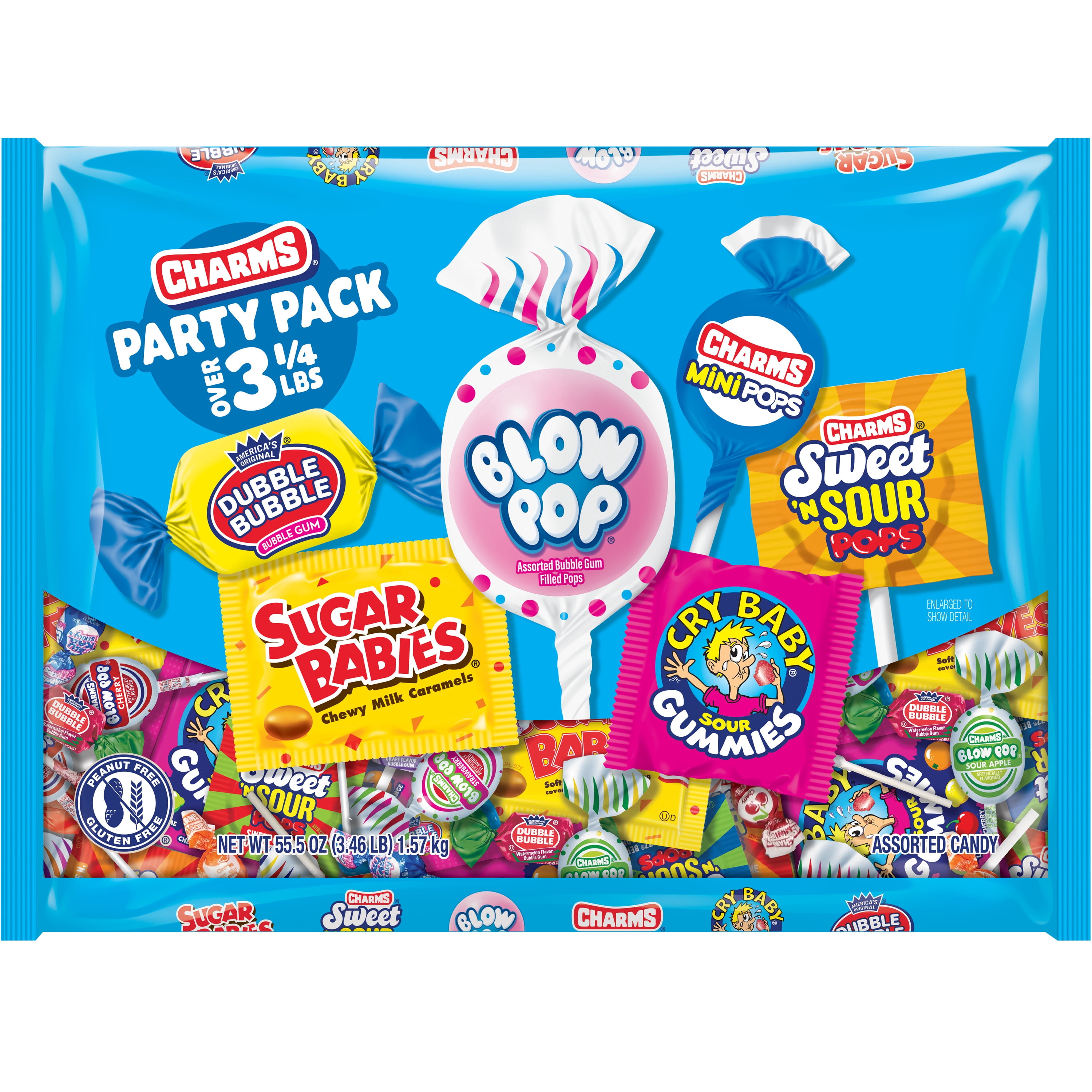 Charms Party Pack Assorted Candy 55.5 oz Bag, Peanut Free & Gluten Free
