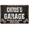 thumbnail image 1 of CHRIS'S Garage Black Grunge Sign 8 x 12 High Gloss Metal 208120005139, 1 of 1