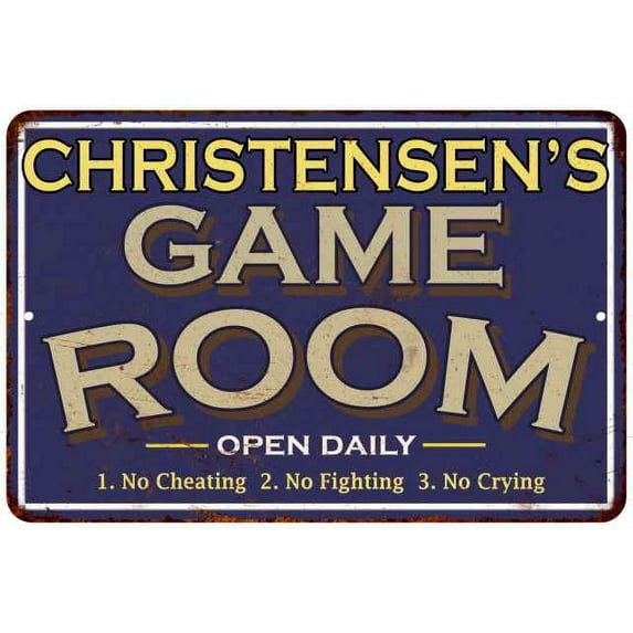 CHRISTENSEN'S Blue Game Room Gift Sign Metal Decor 12x18 112180002078