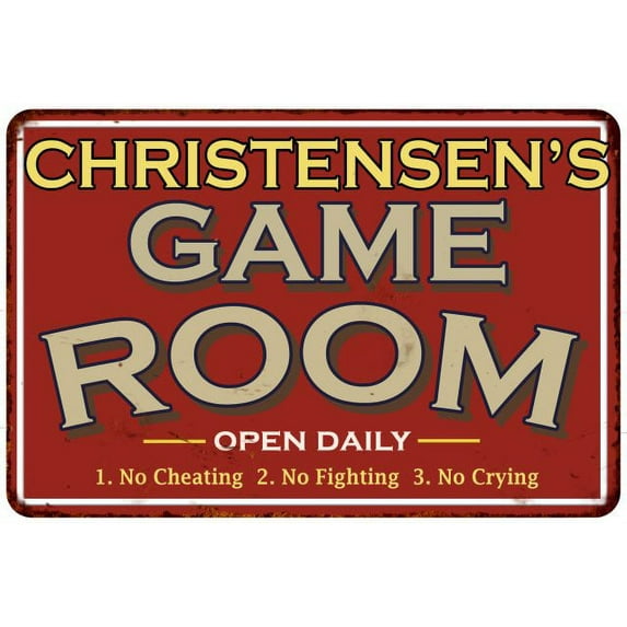 CHRISTENSEN'S Game Room Sign Vintage Distressed 812 x 18 Matte Finish Metal 112180001078
