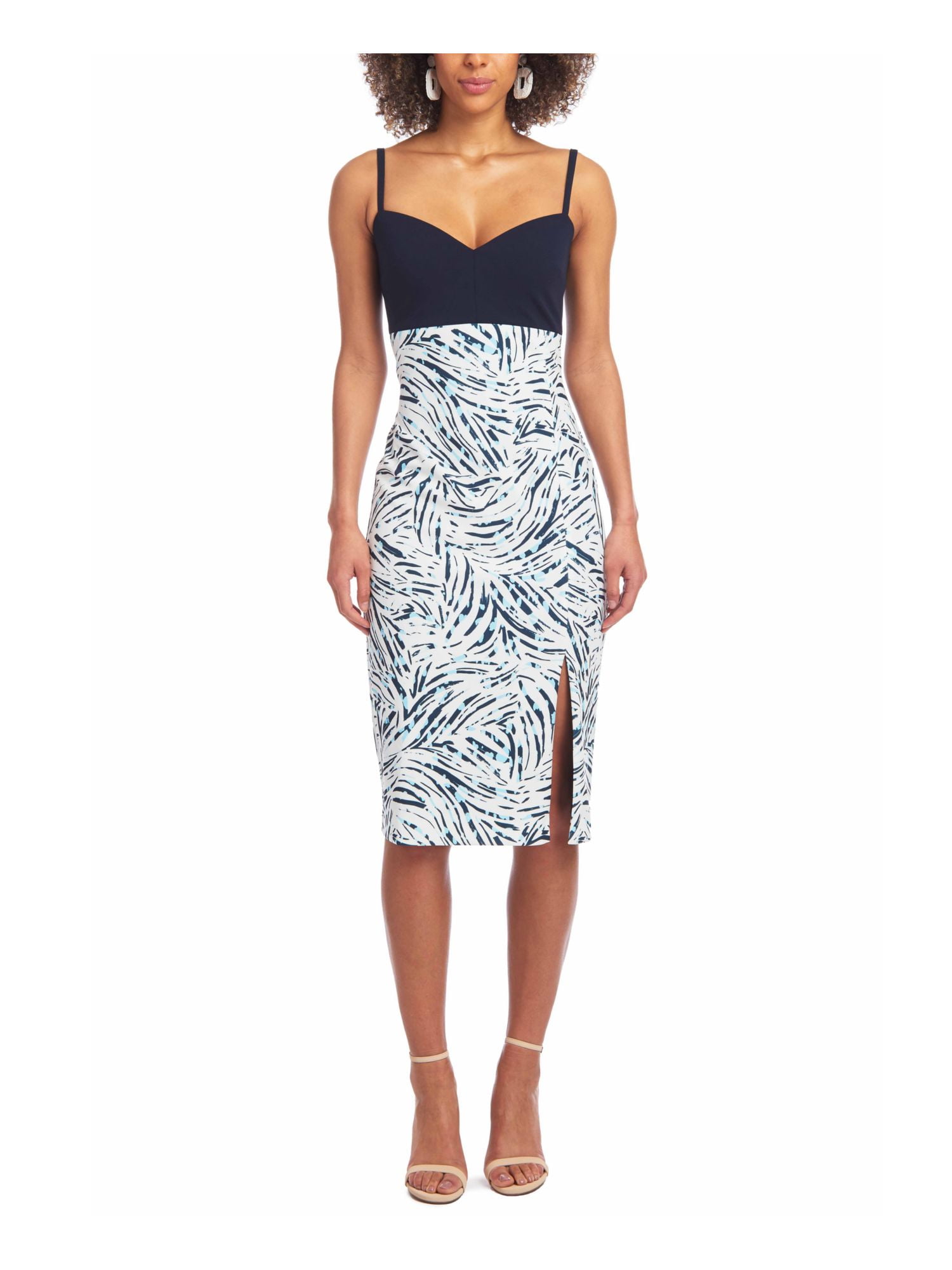 CHRISTIAN SIRIANO Womens Navy Zippered Slitted Adjustable Straps