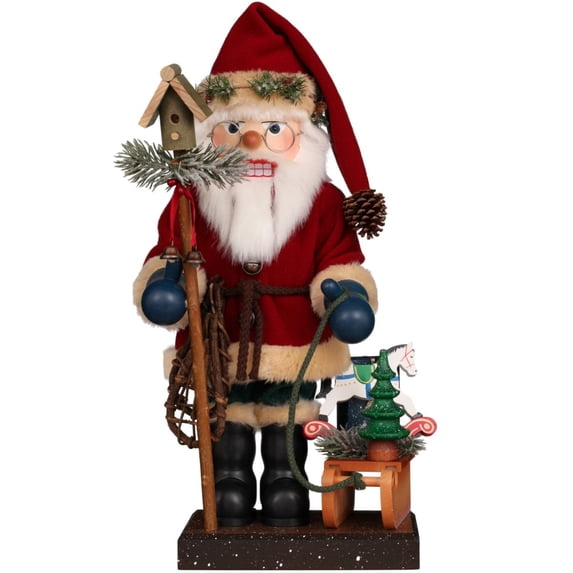 Alexander Taron 18.5" Brown and Red Christian Ulbricht Santa with Sled Nutcracker Decoration