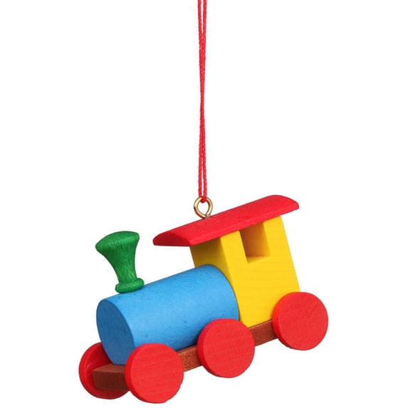 Alexander Taron 2" Red, Yellow, and Blue Train Locomotive Collectible Christian Ulbricht Ornament