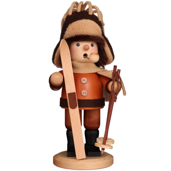 Alexander Taron 10.25" Beige, Brown, and Black Natural Wood Finish Smoker Skier Collectible
