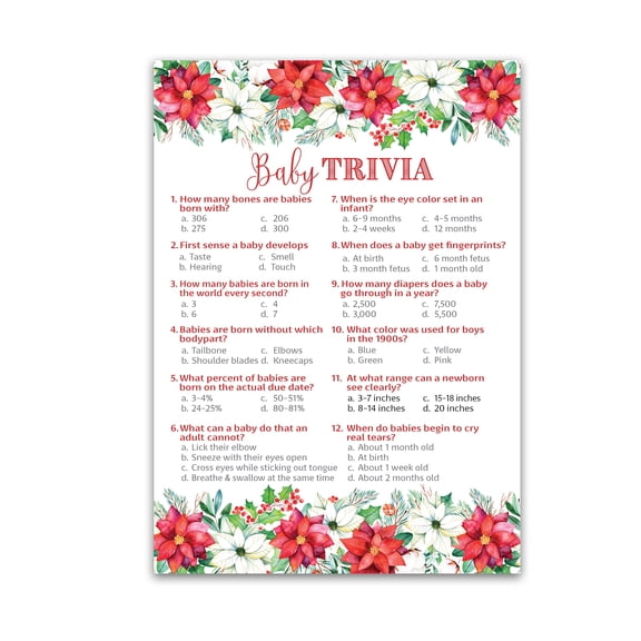 CHRISTMAS Baby Shower Game SNOWFLAKES BABY TRIVIA Game - Pack of 25 -Fun Baby Facts Game Its cold outside Frost HOLIDAY Baby Shower Game little snowflake Gender Neutral Baby Shower Game G770-TRV
