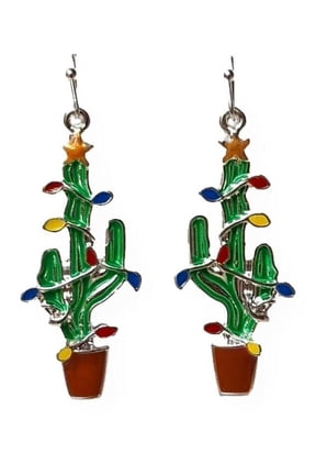CHRISTMAS CACTUS Enamel Earrings by Rain Jewelry