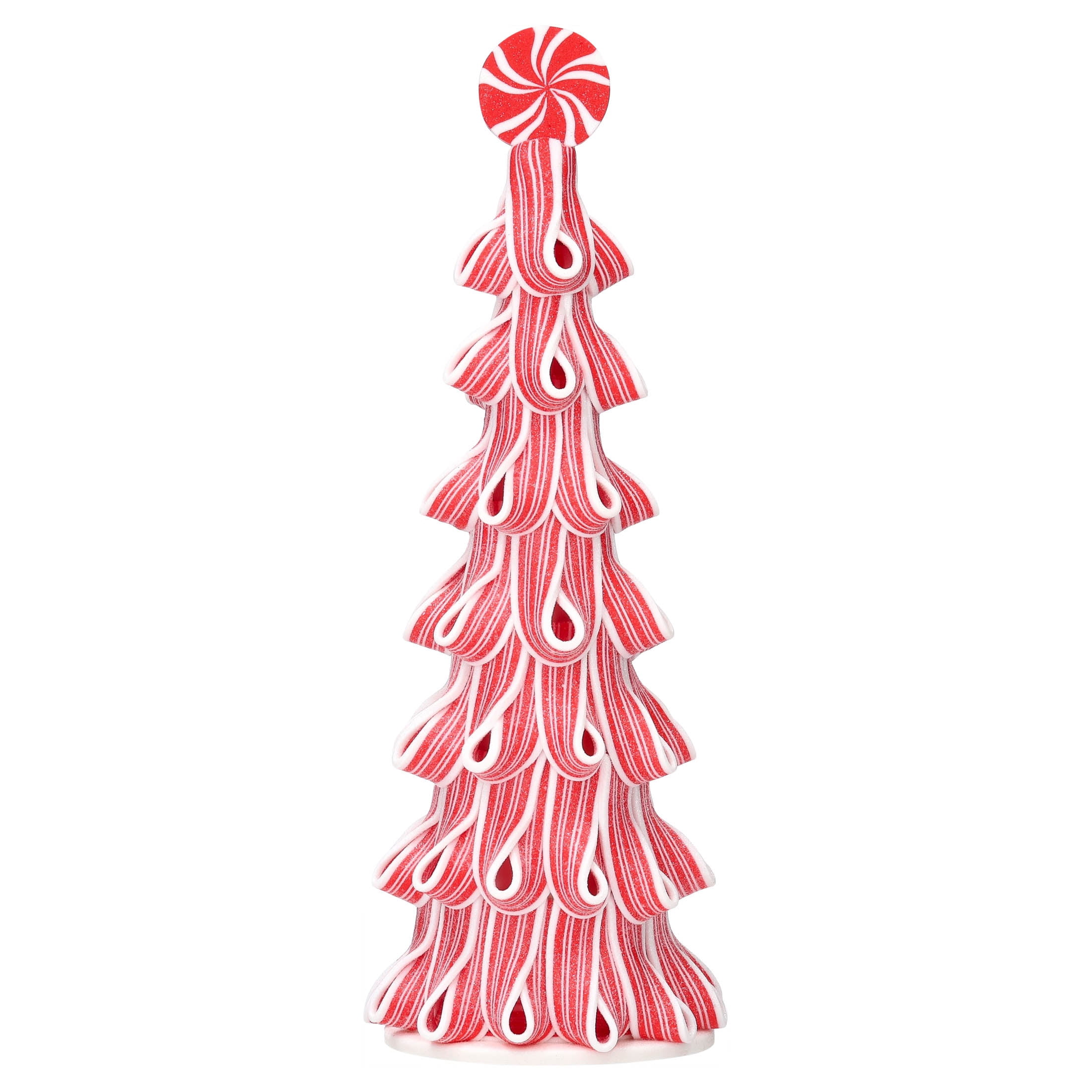 Ribbon Candy Tree Christmas Decoration, Red and White, 14", by Holiday Time