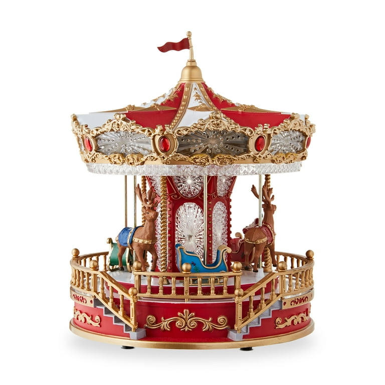 Light-Up and Musical Christmas Carousel Decoration, Multicolor, 11