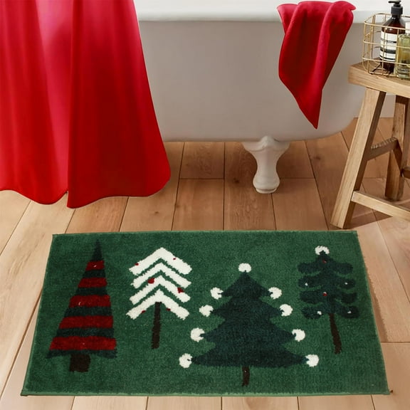 CHRISTMAS EVE BATH MAT CHRISTMAS TREES