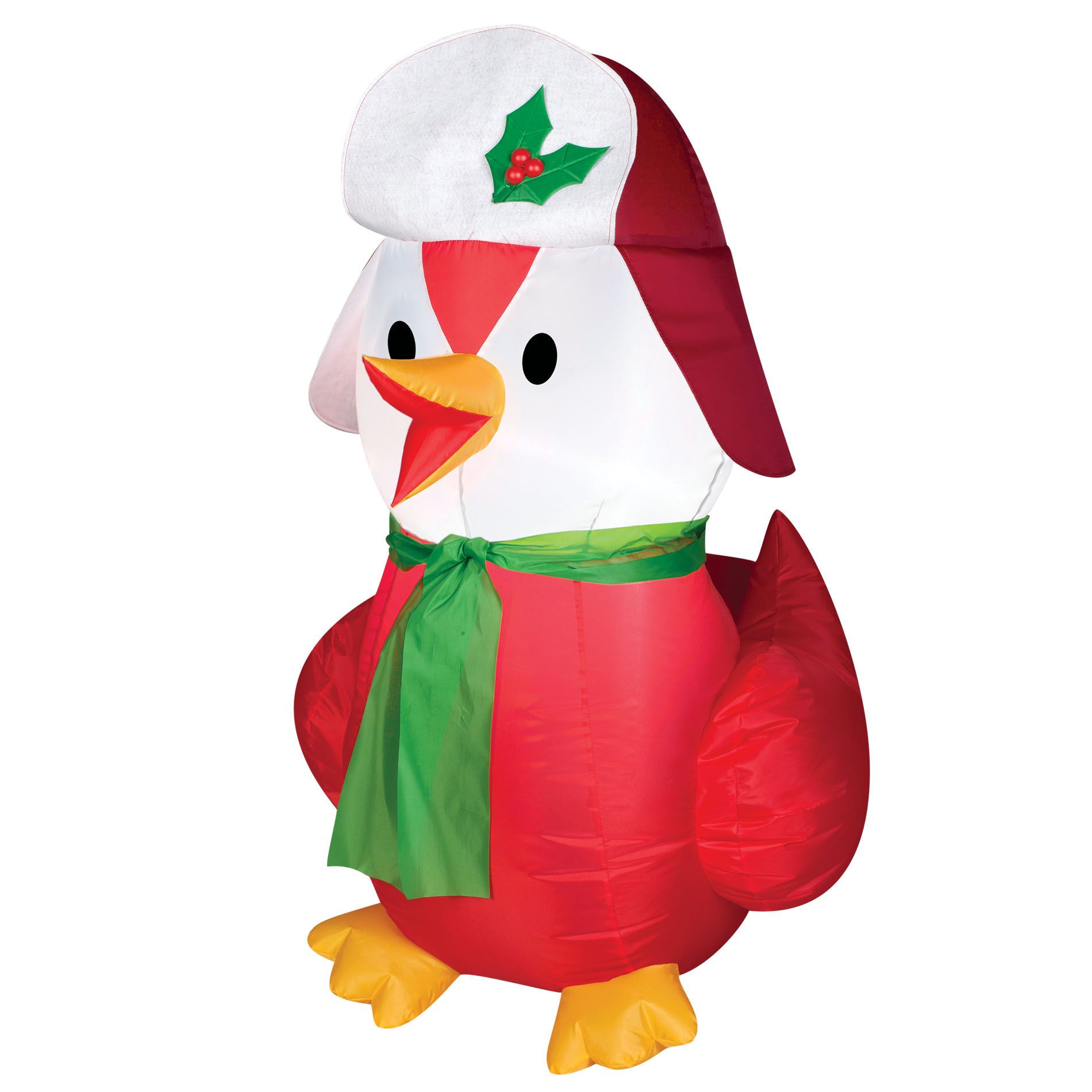 CHRISTMAS INFLATABLE 3 1/2 FT TALL BABY CARDINAL WITH HAT AND SCARFLED