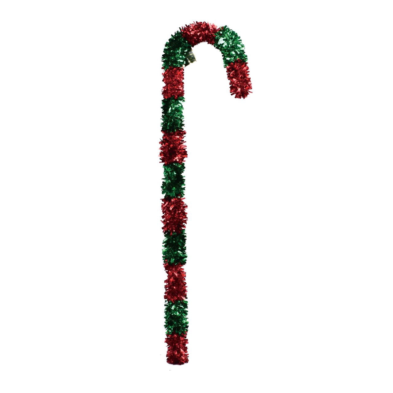 CHRISTMAS LARGE TINSEL CANDY CANE RED AND WHITE