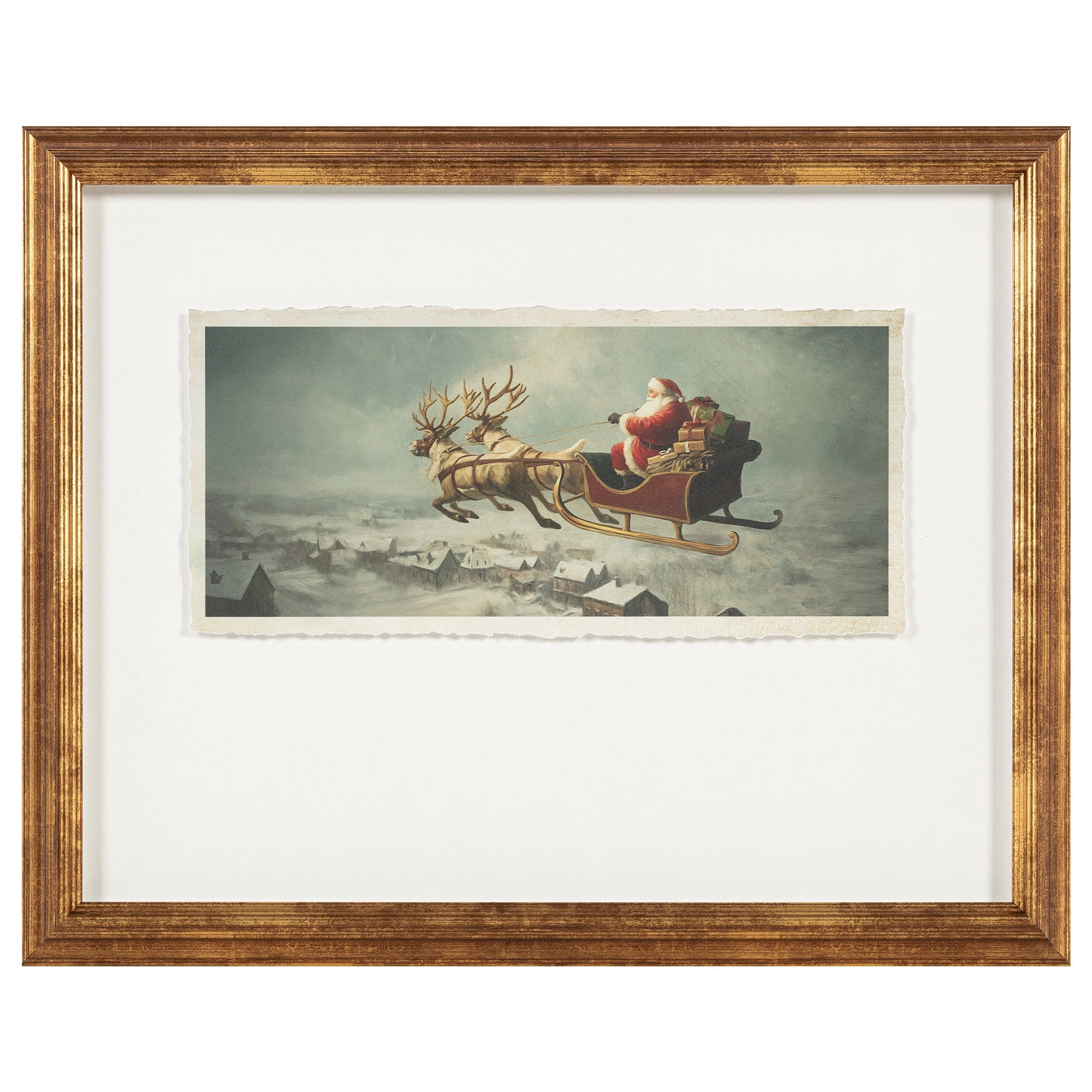 My Texas House Santa's Sleigh Framed Christmas Wall Art, Multicolor, 16" x 20"