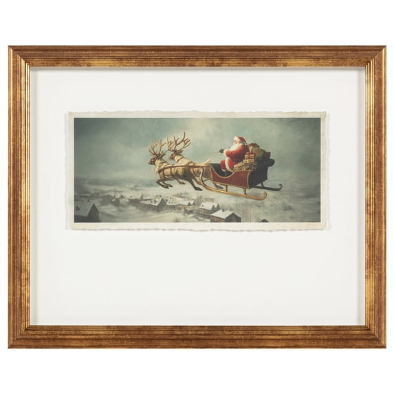 My Texas House Santa's Sleigh Framed Christmas Wall Art, Multicolor, 16 x 20, Decorative Piece