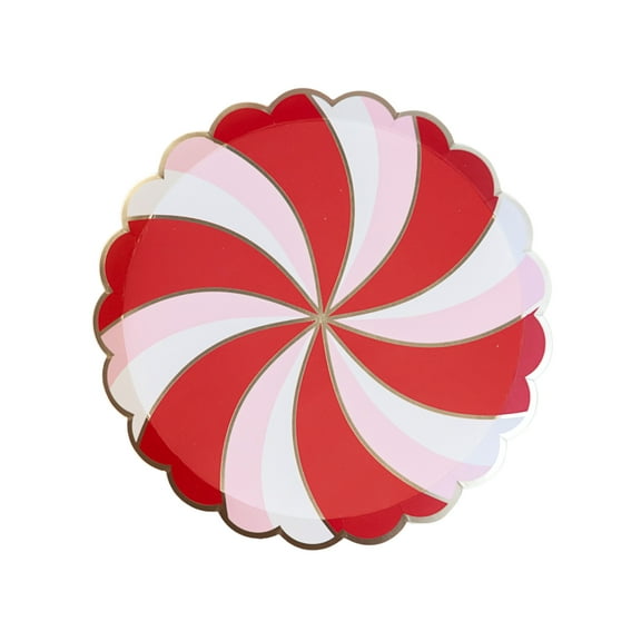 Christmas Peppermint Candy Small Scalloped Plates - 8ct