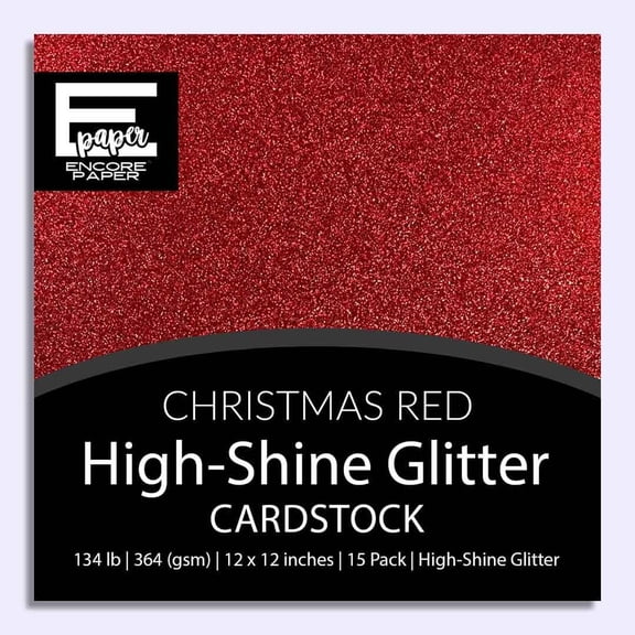 CHRISTMAS RED Glitter Luxe Cardstock - 12x12 Inch, 15 Pack | 134 lb Cover (364 gsm) | High-Shine Glitter | Solid Core Acid & Lignin Free |