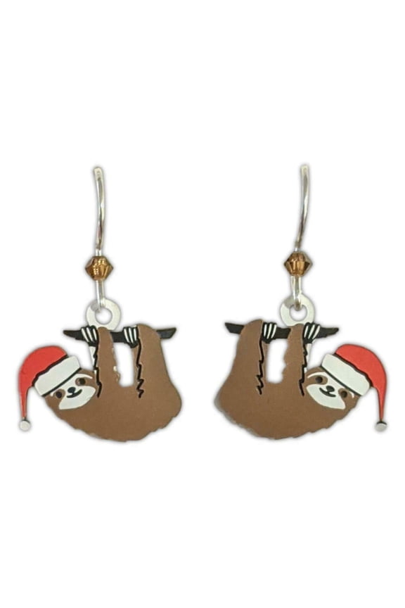 CHRISTMAS SLOTH Hypo-Allergenic Earrings, Sterling Silver Plated, by Sienna Sky