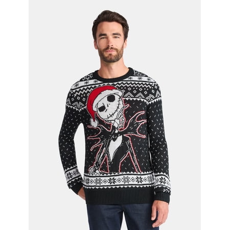 Disney Nightmare Before Christmas Men's and Big Men's Holiday Sweater Ugly Sweater, Sizes S-2XL