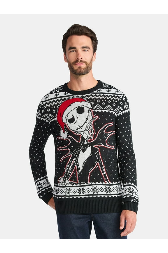 Disney Nightmare Before Christmas Men's and Big Men's Holiday Sweater Ugly Sweater, Sizes XS-3XL