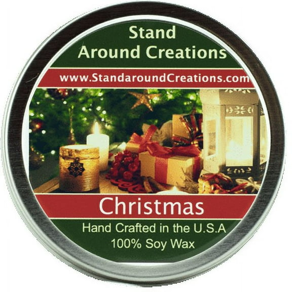 CHRISTMAS TIN 8-OZ. ALL NATURAL SOY CANDLE