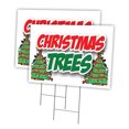 thumbnail image 1 of CHRISTMAS TREES 2 Pack Of 12" x 16" Yard Sign & Stake | Advertise Your Business | Stake Included Image On Front Only | Made in The USA, 1 of 3