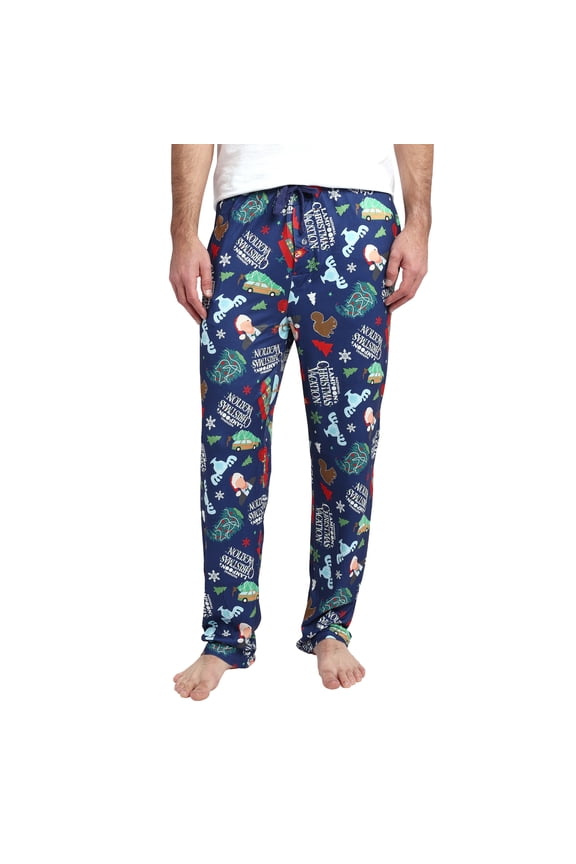 CHRISTMAS VACATION Logo All Over Print Mens Pajama Sleep Pants Loungewear-XL
