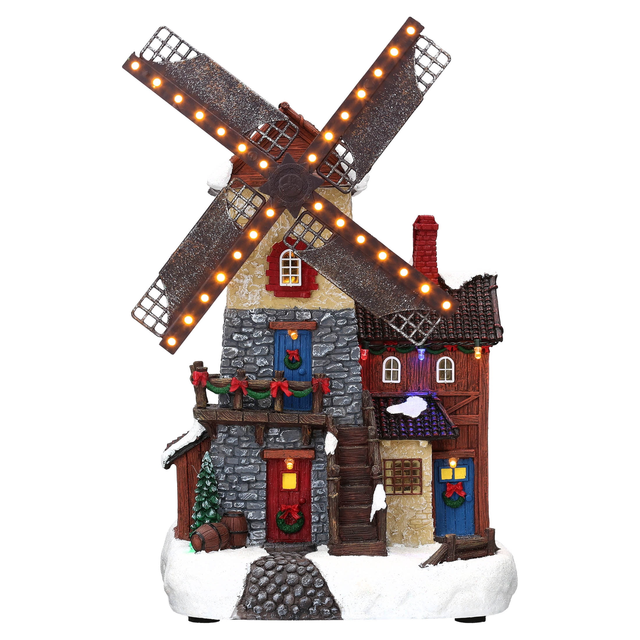 Light-Up and Musical Windmill Christmas Village Decoration, Multicolor, 12.37", by Holiday Time