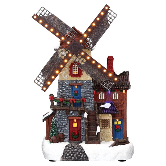 Light-Up and Musical Windmill Christmas Village Decoration, Multicolor, 12.37", by Holiday Time