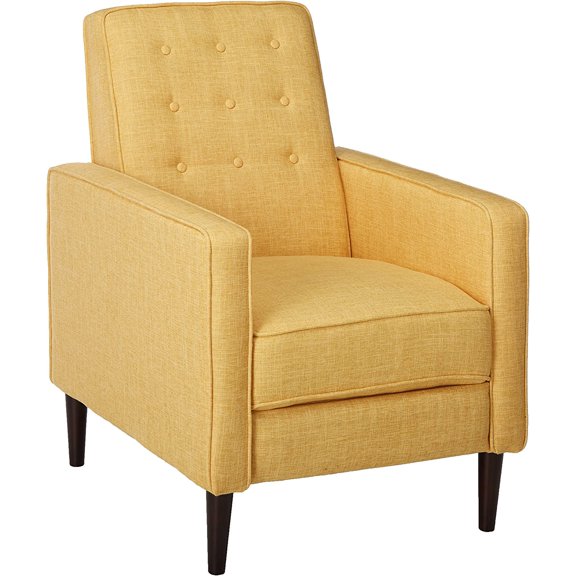 CHRISTOPHER KNIGHT HOME Mason Mid-Century Modern Tuft Back Recliner (Qty of 1, Fabric/Muted Yellow).