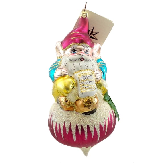 6.75In Frosty Gnomes, Glass, Ornament Italian Onion 984170 Purple