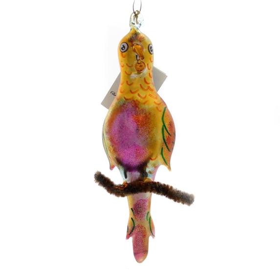 8.50In Polly Jollies, Glass, Ornament Italian Parrot Jungle 980510 Pink
