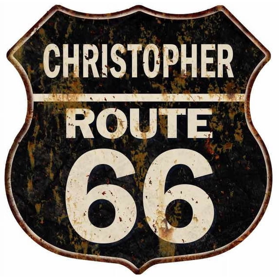 CHRISTOPHER Route 66 Sign Shield Metal Gift Man Cave Gift 211110004503