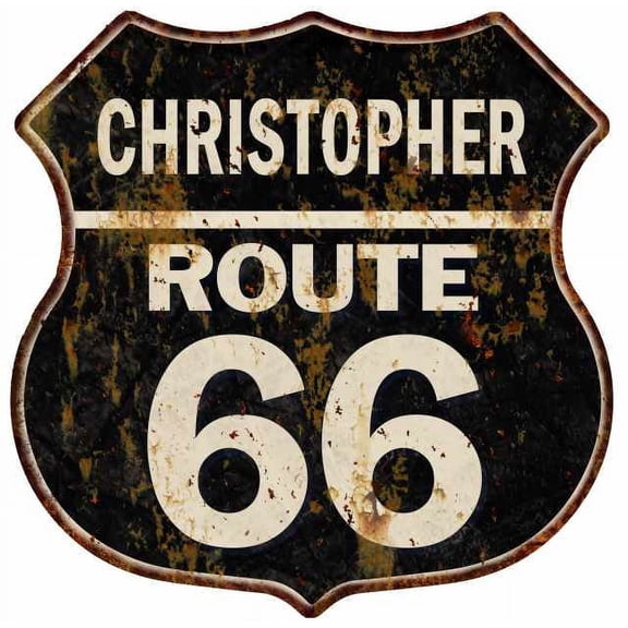 CHRISTOPHER Route 66 Sign Shield Metal Gift Man Cave Gift 211110004503