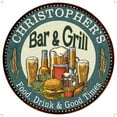 thumbnail image 1 of CHRISTOPHER'S Bar and Grill 14" Round Metal Sign Kitchen Wall Decor 100140023500, 1 of 1