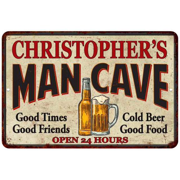 CHRISTOPHER'S Man Cave Gift Metal Sign Decor Gift 12x18 112180011014