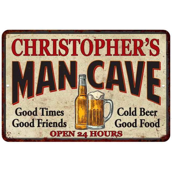 CHRISTOPHER'S Man Cave Metal Sign Wall Decor Gift 8x12 208120011014
