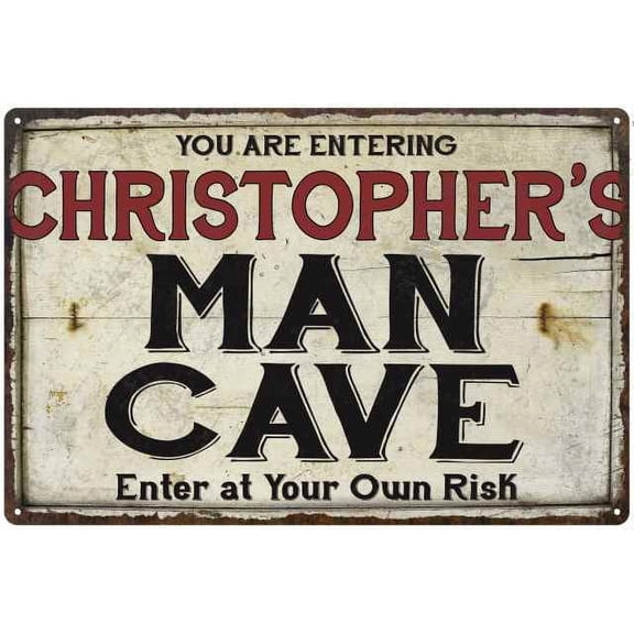 CHRISTOPHER'S Man Cave Sign Rustic Garage Decor Gift 12x18 Metal 112180035014