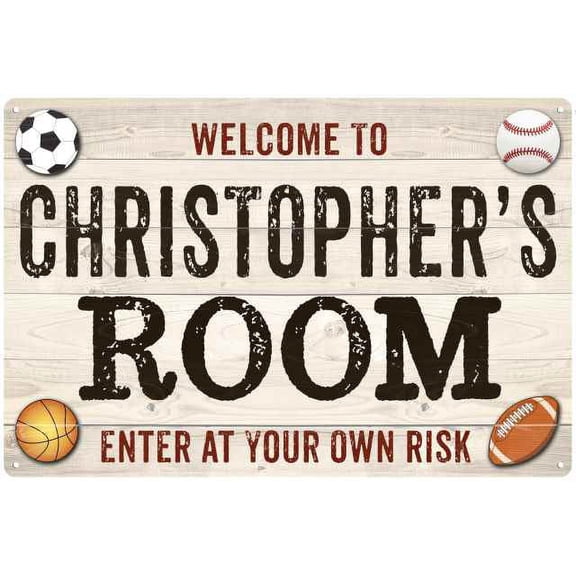CHRISTOPHER'S Room Kids Bedroom Sign Boy's Gift 8x12 Metal 108120090010
