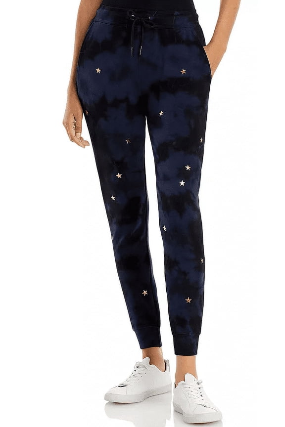 BLACK/NAVY Women's Scattered Stars Flat Pocket Sweatpants, US X-Small
