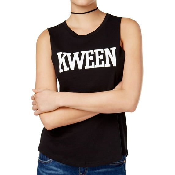CHRLDR Womens Kween Graphic Tank Top, Black, X-Small