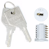 (CHROME) File Cabinet , Desk or Cubicle Replacement Lock Core Kit Includes 2 Keys for HON 179E