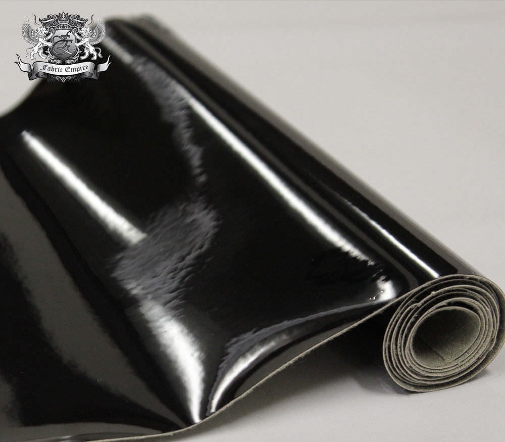 CHROME MIRROR Glossy Vinyl TPU Leatherettes Fabric Fake Leather 54" wide for Shoes Bags Clothing Upholstery Sewing Patchwork & Craft Applique (Sold by the Yard) - Black