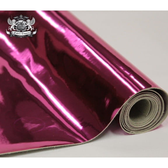 CHROME MIRROR Glossy Vinyl TPU Leatherettes Fabric Fake Leather 54" wide for Shoes Bags Clothing Upholstery Sewing Patchwork & Craft Applique (Sold by the Yard) - Magenta