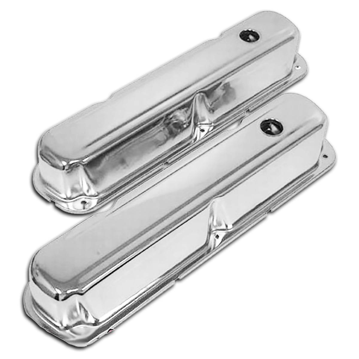 CHROME STEEL SHORT VALVE COVERS FITS 1967-89 SMALL BLOCK 318 340 360