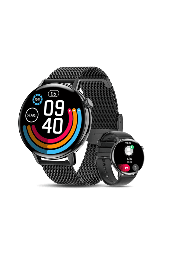 Smartwatch - 1.32" Touch Screen, 20 Sports Modes, Pedometer, IP67, Android/iOS, Black