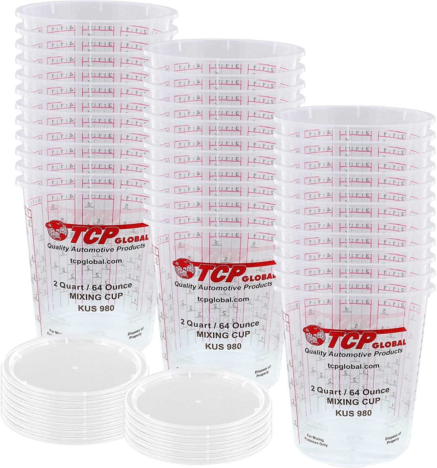 CHRUI - Pack of 36-64 Ounce Graduated Paint Mixing Cups (2 Quarts) - Cups Have Calibrated Mixing Ratios on Side of Cup Epoxy Resin