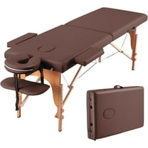 CHRUN Massage Table Portable Wide Massage Bed 84 Inches Spa Bed 2 Fold Table 9 Heigh Adjustable Carry Case Salon Bed Face Cradle Bed Brown