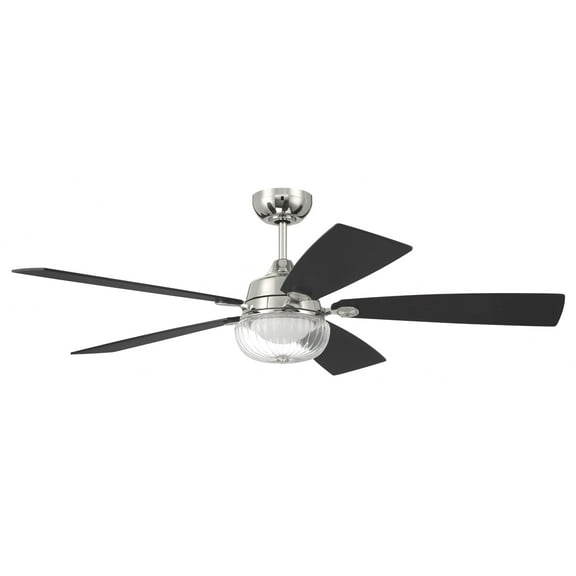 CHS52PLN5 Craftmade Lighting Chandler - 5 Blade Ceiling Fan with Light Kit In Traditional Style-16.37 Inches Tall and 52 Inches Wide-Polished Nickel